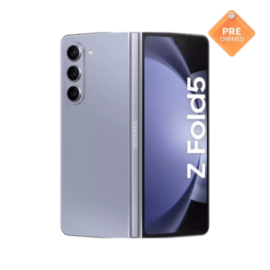 Pre-owned Samsung Galaxy Z Fold5 with foldable display, clean screen, and triple-camera setup.